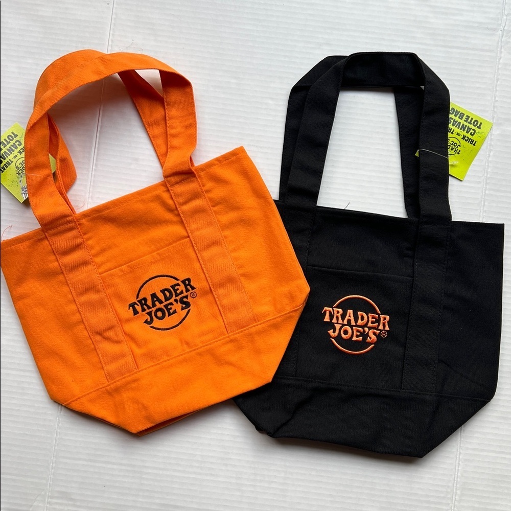 Trader Joe's Special Edition Orange and Black Canvas Tote Bags 2 Pack - Picture 5 of 5